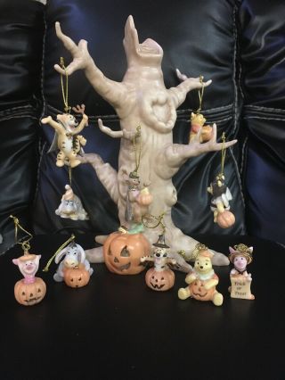 Lenox Halloween Trick Or Treat Winnie The Pooh Tree With 10 Ornaments - Chipped