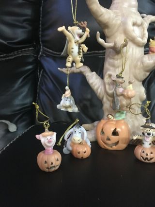 LENOX Halloween trick or treat WINNIE THE POOH TREE WITH 10 ORNAMENTS - CHIPPED 2