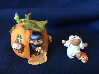 Hallmark Merry Miniatures Halloween 1995 Pumpkin Mouse Ghost House Retired