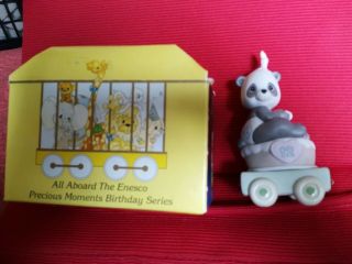 Precious Moments Birthday Train Bear 12 " Give A Grin And Let The Fun Begin " W/box