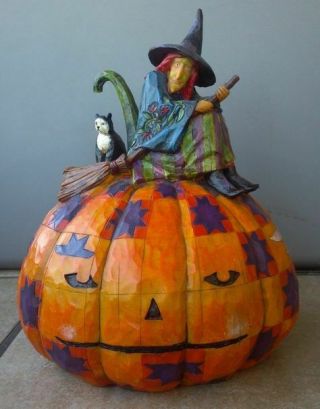 Jim Shore Heartwood Creek Witch On Pumpkin “an Eerie Eve Awaits” Nbrfb