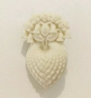 Margaret Furlong White Bisque Porcelain Floral Heart Pin