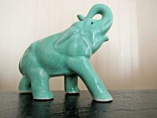 Vintage Mid Century Ceramic Green Elephant Planter 50 
