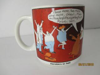 Vintage 1984 The Far Side Mug Cup Gary Larson Aerobics In Hell Coffee Fitness