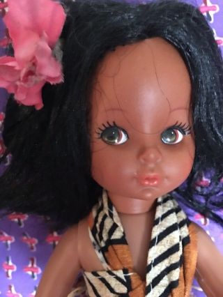 Vintage Hawaiian Hula Girl Doll Plastic 11” Tall 2