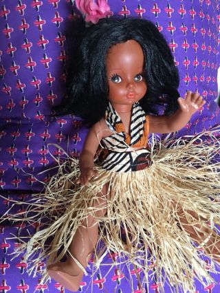 Vintage Hawaiian Hula Girl Doll Plastic 11” Tall 4