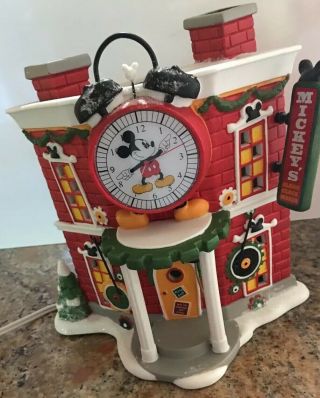 Dept 56 Disney Christmas Mickey ' s Alarm Clock Shop Gently.  No Box 2