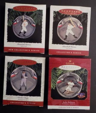 Hallmark Baseball Heroes Set Of 4 1994 - 1997 Nib (ruth,  Gehrig,  Paige,  Jackie)