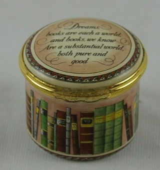 Halcyon Days Enameled Pill Box " William Wordsaworth Sonnet " Books