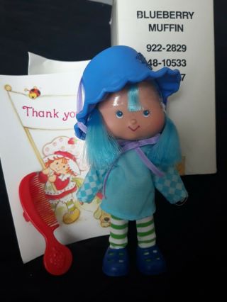 Vintage Strawberry Shortcake Blueberry Muffin Doll With Hat And Comb