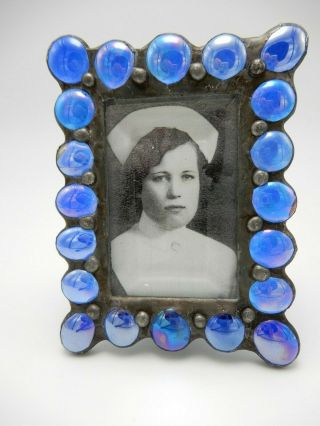 Diane Markin Made By Hand Cobalt Blue Iridescent Glass Picture Frame 2 X 3