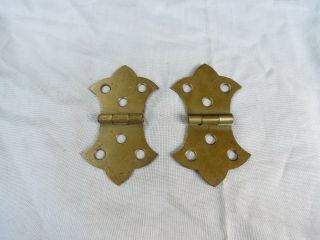 Antique Pair Set 2 Brass Plate Ornate Cabinet Door Hinge Hinges 3 1/8 X 1 3/4 "
