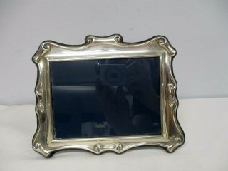 R.  Carr Sterling Silver Standing Picture Frame With Scroll Edges 5 1/4 " X 3 3/4 "