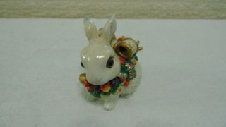 Fitz & Floyd Snowy Woods Bunny Rabbit Trinket Box Wt Lid 1996 Christmas Box