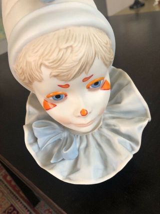 Cybis Porcelain " Funny Face " Clown Bust On Wooden Stand Signed 1976