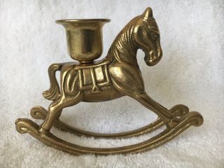 Vintage Brass Rocking Horse Candle Holder - 4.  5 " X 3.  5 "