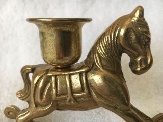 Vintage Brass ROCKING HORSE CANDLE HOLDER - 4.  5 