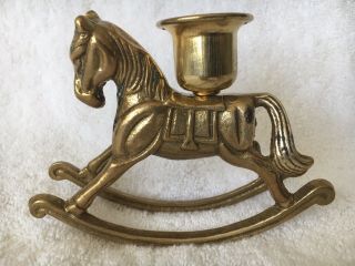 Vintage Brass ROCKING HORSE CANDLE HOLDER - 4.  5 