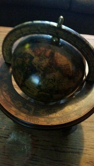 Vintage Rotating Wooden Globe Made In Italy