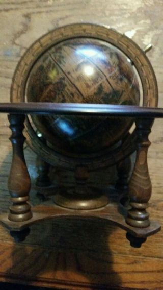 Vintage rotating Wooden Globe made in Italy 3