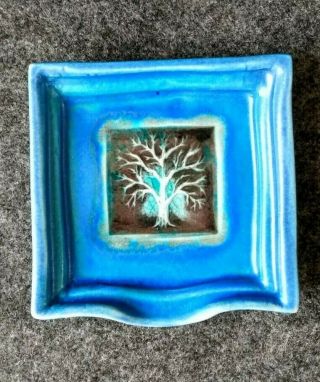 Michael Cohen Pottery Ceramic Art Blue Ash Tray / Trinket Tray Home Decor Gift