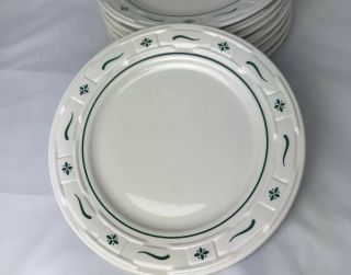 Longaberger 10” Dinner Plate Green Print