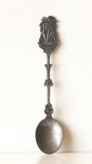 Curacao Souvenir Spoon With Palm Tree And Fronds