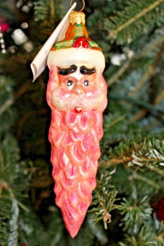 Christopher Radko Santa " Munchkin Cone " Glass Christmas Ornament 11