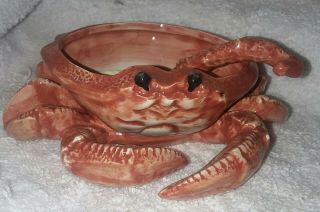 Fitz & Floyd Red Crab Butter/sauce Dish With Shell Spoon