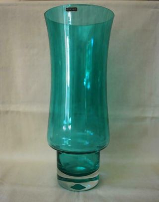 Mid Century Modern Made In Finland Glass Vase Aquamarine Great Iconic Shape