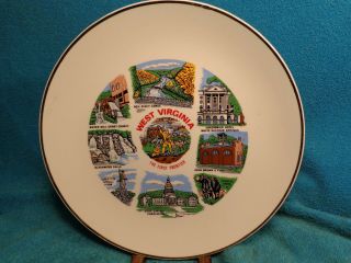 Vtg 8 - 1/2 " Souvenir West Virginia French Creek Greenbrier Frontier State Plate