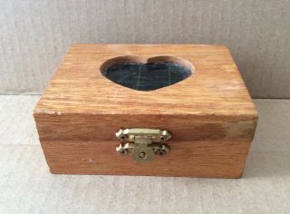 Vintage Brown Wooden Trinkets Jewelry Box With Brass 1 3/4” H X 4 1/8” L