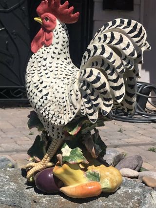 Fitz and Floyd Rooster Gardening Gourmet Figurine Ceramic Centerpiece Rooster 2