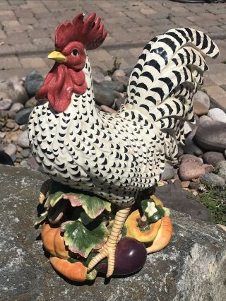 Fitz and Floyd Rooster Gardening Gourmet Figurine Ceramic Centerpiece Rooster 3