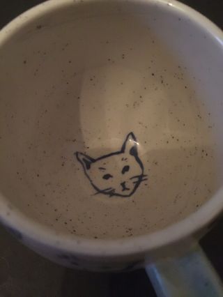 Leah Reena Goren Anthropologie Cat Stoneware White & Blue Coffee Tea Mug 2