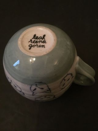 Leah Reena Goren Anthropologie Cat Stoneware White & Blue Coffee Tea Mug 3