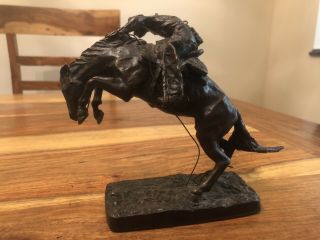 Fredric Remington Bronze - The Bronco Buster 1988 Franklin Museum Issued 4