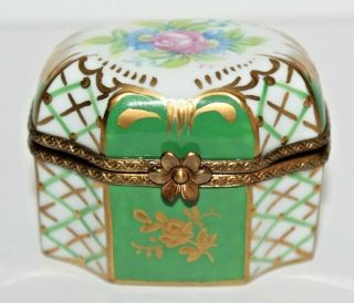Limoges Peint Main Rochard France Decanter Set Trinket Pill Box