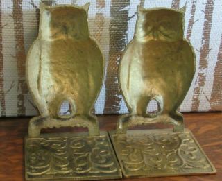Vintage Korea Brass Owl Bookends 3