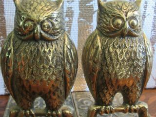 Vintage Korea Brass Owl Bookends 5