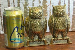Vintage Korea Brass Owl Bookends 7