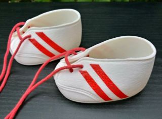 Vintage Cabbage Patch Kids Tennis Shoes White w/Red Stripes & Laces Hong Kong 2
