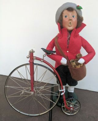 Byers Choice Carolers Newspaper Boy Tricycle Bike Penny Farthing 1992 Le 36/100