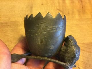 Antique Victorian  Best Wishes  Egg Cup Egg Cup Chick Bird & Wishbone Design