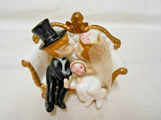 1970 Vintage Wilton Wedding Cake Topper Bride And Groom On Victorian Couch