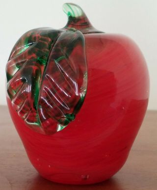 Elwood Glass Red Apple Fruit Paperweight Life Size Hand Blown 4 1/2