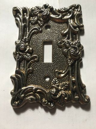 Vintage Metal Floral Light Switch Plate Cover Mid Century Amertac 1967