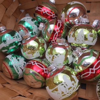 Christopher Radko Shiny Brite Christmas Ornaments Glitter Flocked Set Of 18