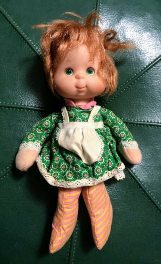 Vintage Mattel Baby Beans Doll Toy Mama And Baby Mom Apron Green Purple