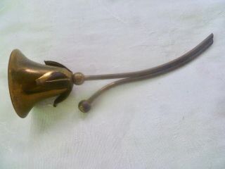 Antique Flower Brass Hand Bell 6 " Long Italy
